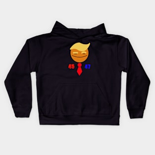 Smile Face Trump with Tie 45/47 Design Kids Hoodie